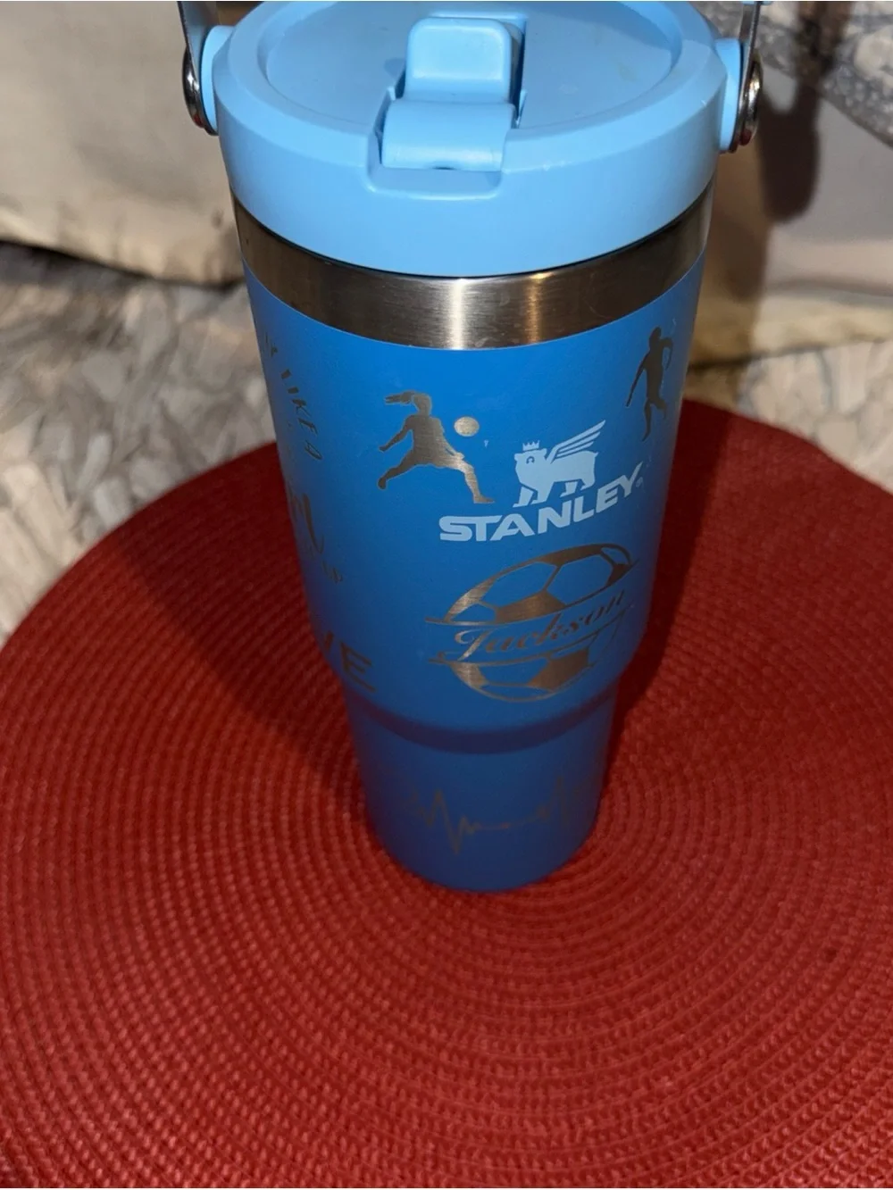 Stanley Bright Blue Stainless Soccer Tumbler with Silver Accents - Picture 6 of 8